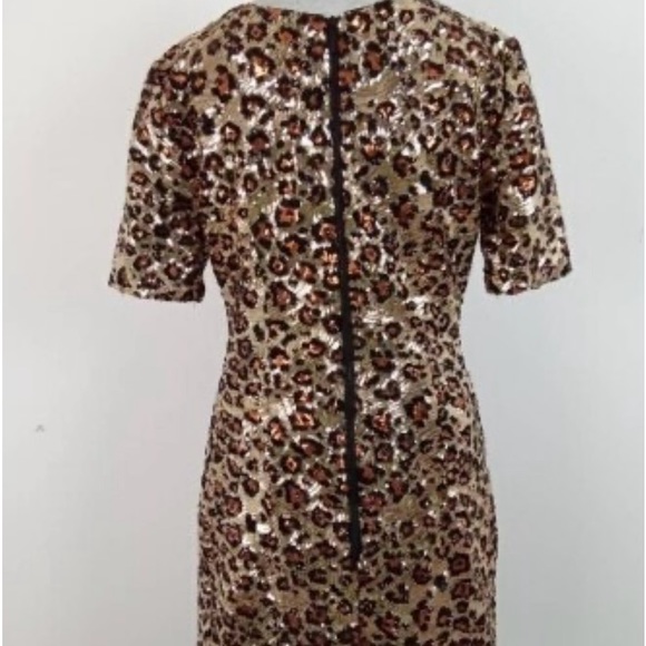 French Connection Sequin Leopard Animal Print Lux dress Sz US 8 UK 12 - Picture 2 of 4